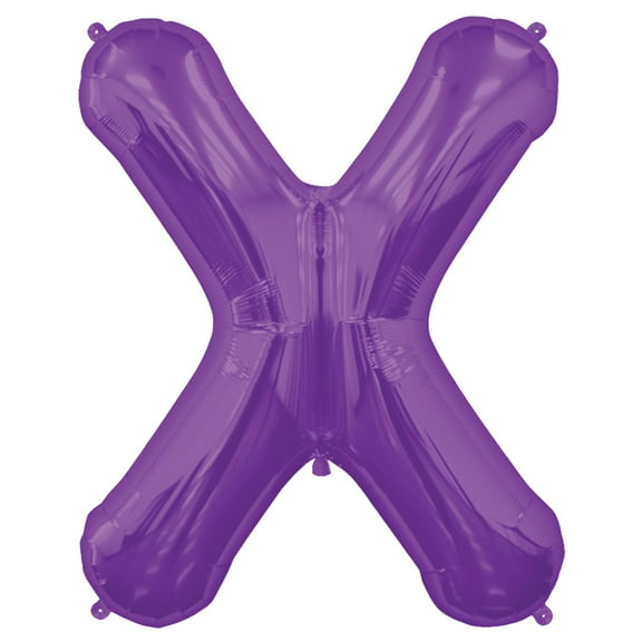 Northstar Alphabet Letter X Shape Solid Jumbo Helium 34" Foil Balloon, Purple