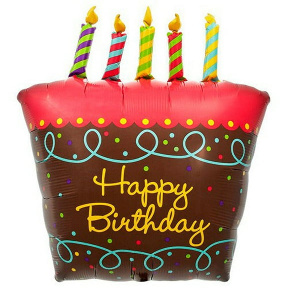 Northstar Happy Birthday Cake with Candles 31" Foil Balloon, Brown Pink