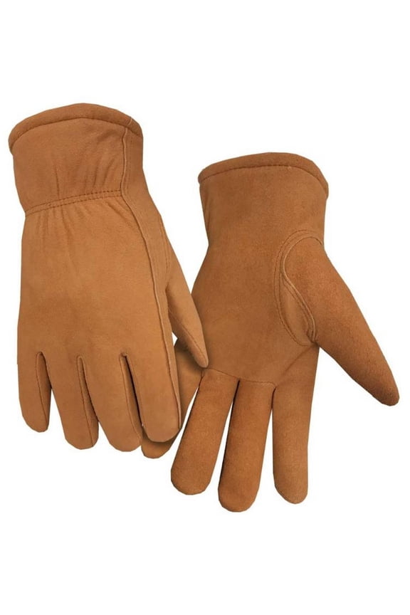 Northstar Men's Split Leather Glove HeatLok Lined Shirred Wrist Mitt Tan (XS)