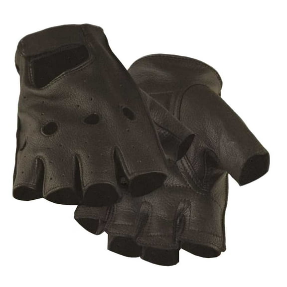 Northstar Mens Deerskin Motorcycle Glove Black (Unlined) Fingerless, Padded 031B