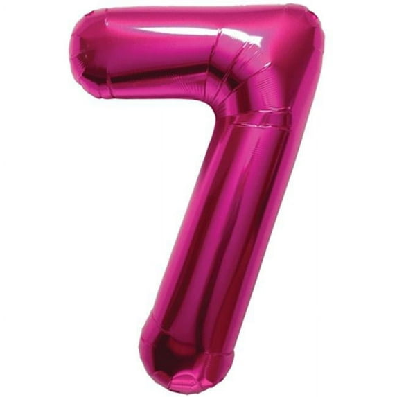 Northstar Number 7 Seven Shape Solid Jumbo Helium 34" Foil Balloon, Magenta