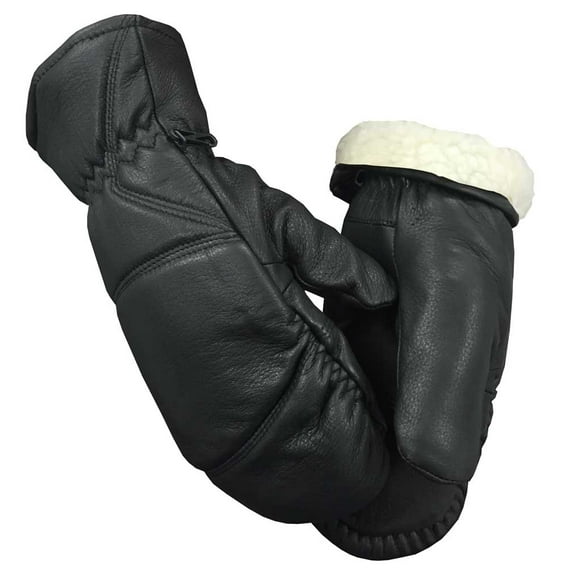 Northstar Unisex Grain Deerskin Removeable Sherpa Liner Mitten, Black. 53BK