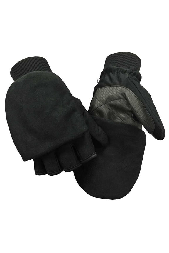Northstar Unisex Waterproof Thinsulate Flip Top Convertible Gloves, Black. 503BK