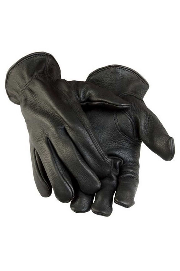 Northstar Womens Black Full Grain Deerskin Gloves (Unlined), Elastic Wrist 012B