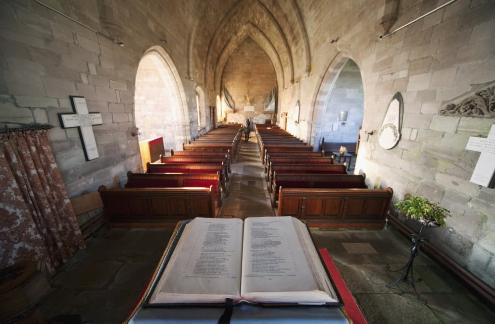 Northumberland England An Open Bible At The Back Of A Church Canvas Art - John Short Design Pics (19 x 12)