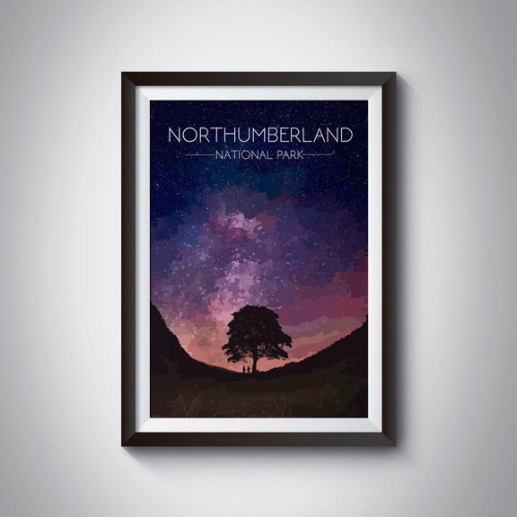 Northumberland National Park Sycamore Gap Hadrians Wall, Unframed Paper Poster 8x10in
