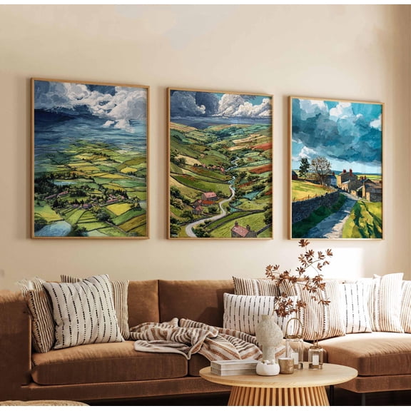 Northumberland Posters England Travel Prints Coastal Wall Art Set UK Countryside Posters British Landscape Prints Set 3