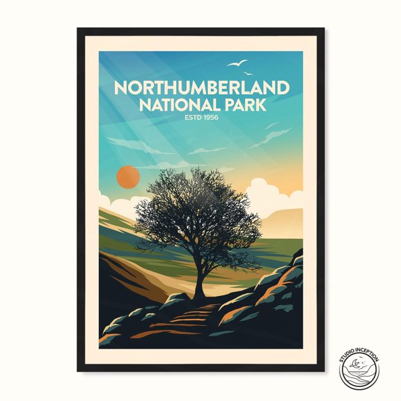 Northumberland Print Picture Art Gifts Travel Print Travel Hadrian'S Wall Northumberland National Park