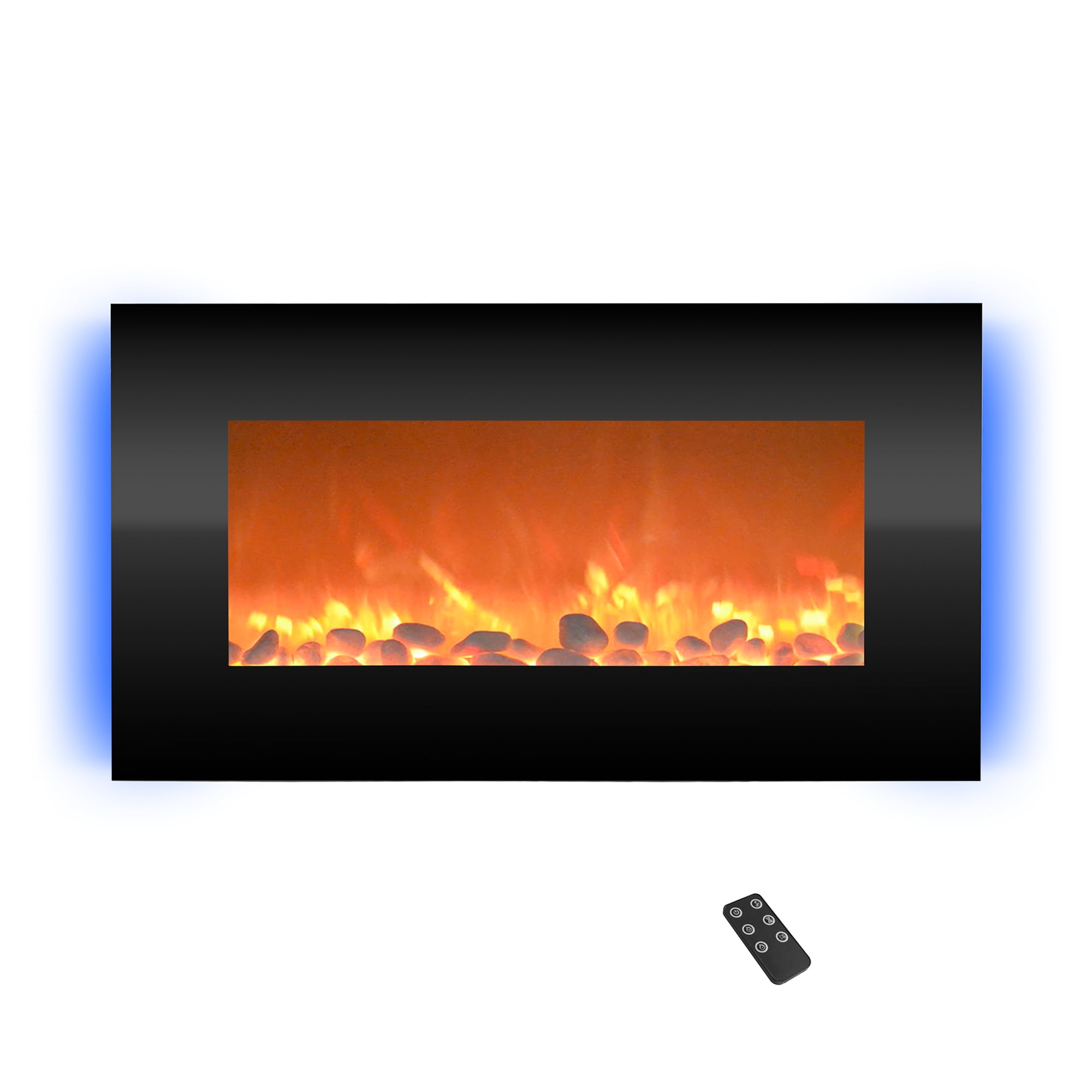 Black 34-Inch Wall Mounted Electric Fireplace with Remote and Backlight