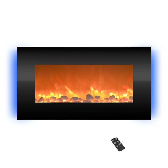 Northwest 30-inch Wall Mounted Electric Fireplace with Backlight (Black)