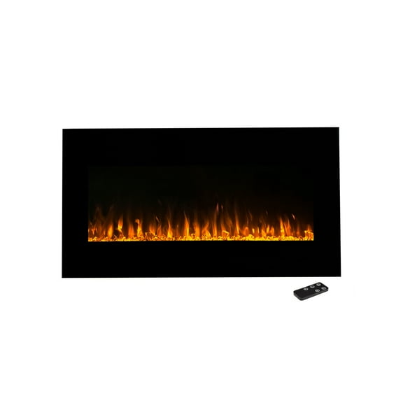 Northwest 42-inch Modern Wall-Mount Electric Fireplace with Remote (Black)