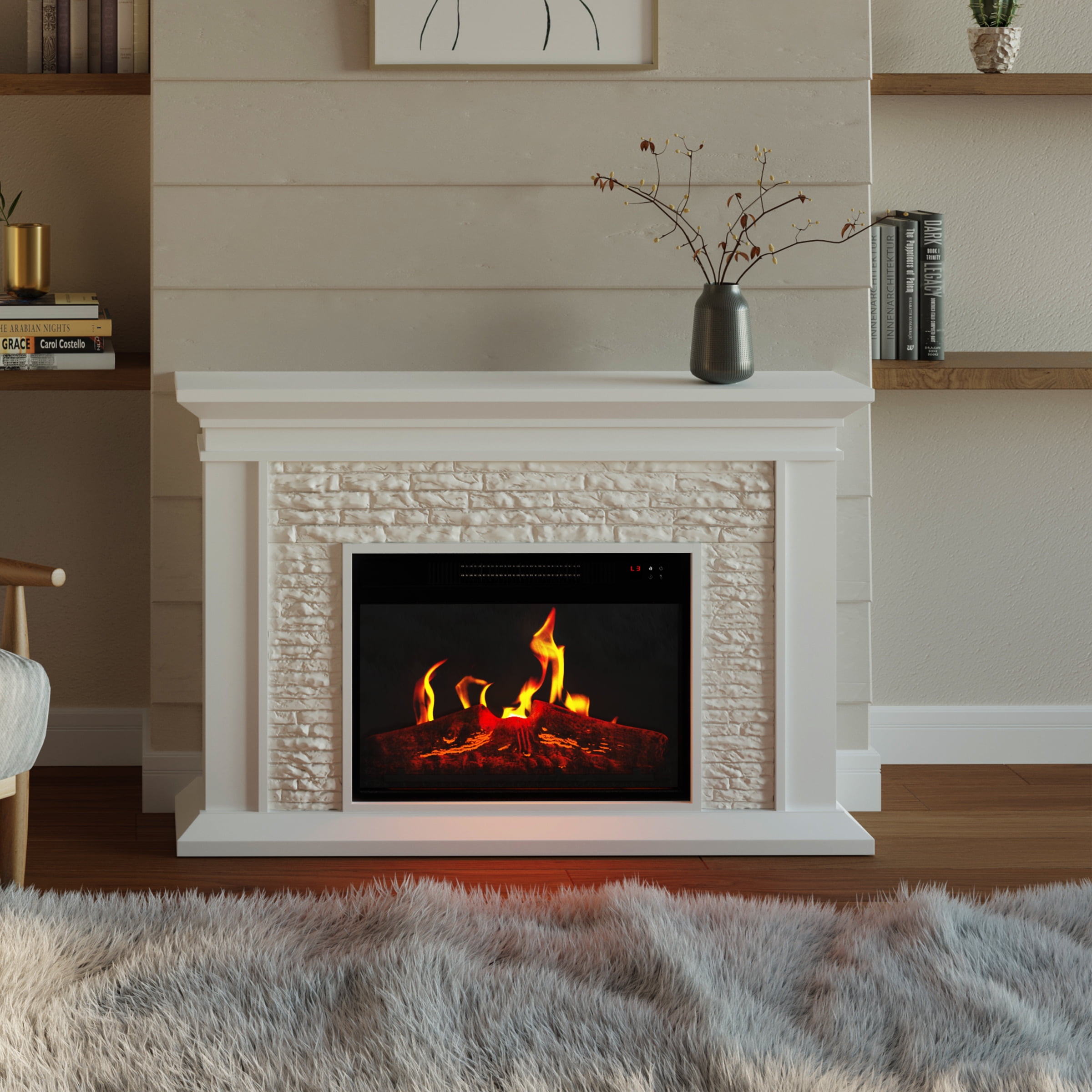 Northwest 47-inch Freestanding Electric Fireplace with Mantel and ...