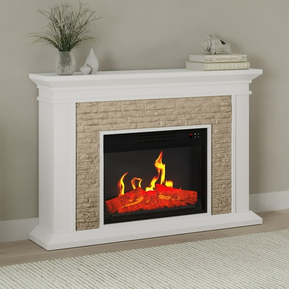 Northwest 47-inch Freestanding Electric Fireplace with Mantel and Remote (White)