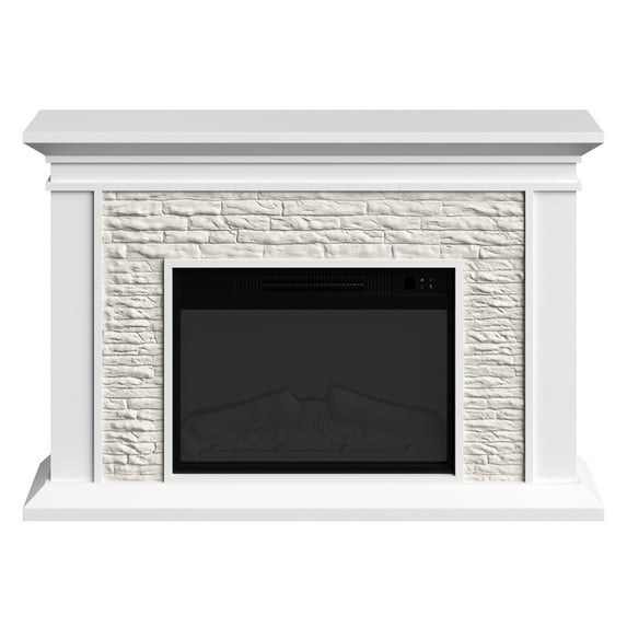 Northwest 47-inch Freestanding Electric Fireplace with Mantel and Remote (White)