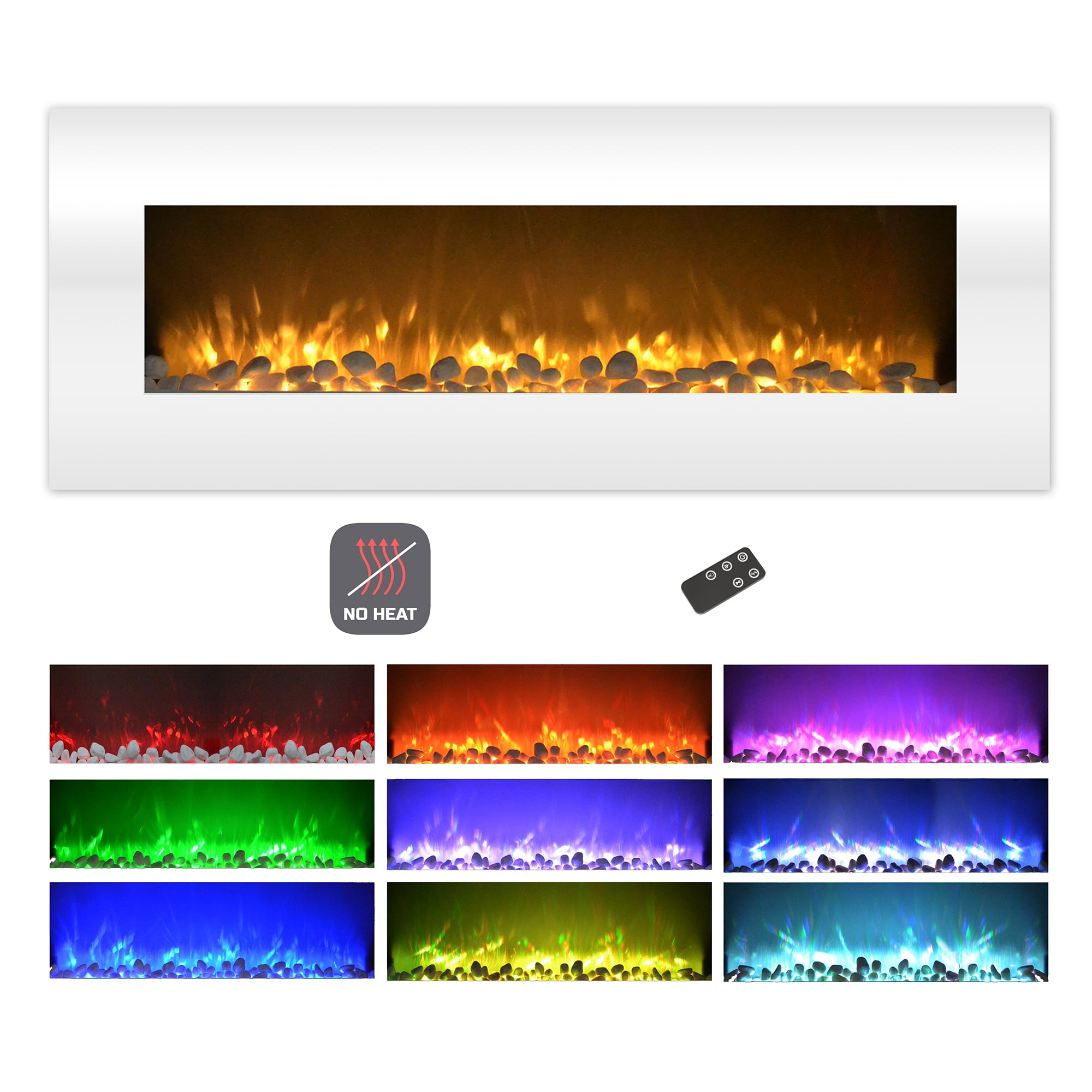 Northwest 50-inch Electric Fireplace – Heat-Free Wall-Mounted Decor (White) Sansujyuku sansujyuku.com