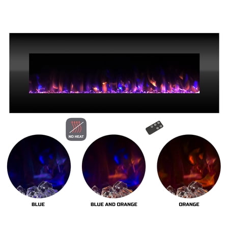 Northwest 54-Inch No Heat Wall-Mount Electric Fireplace with Remote (Black)