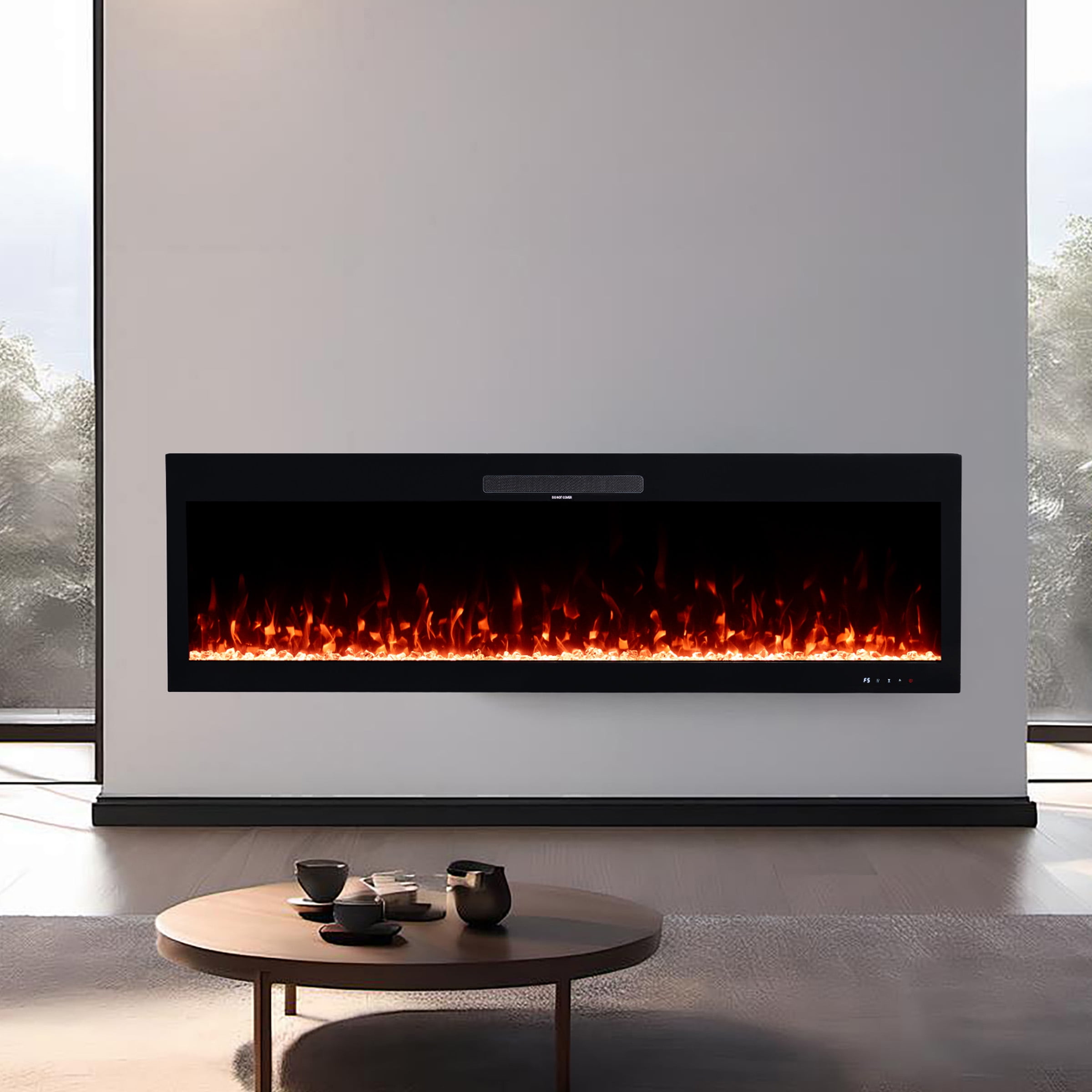 Northwest 60 Inch Electric Fireplace with Fire Crackling Sounds and Remote