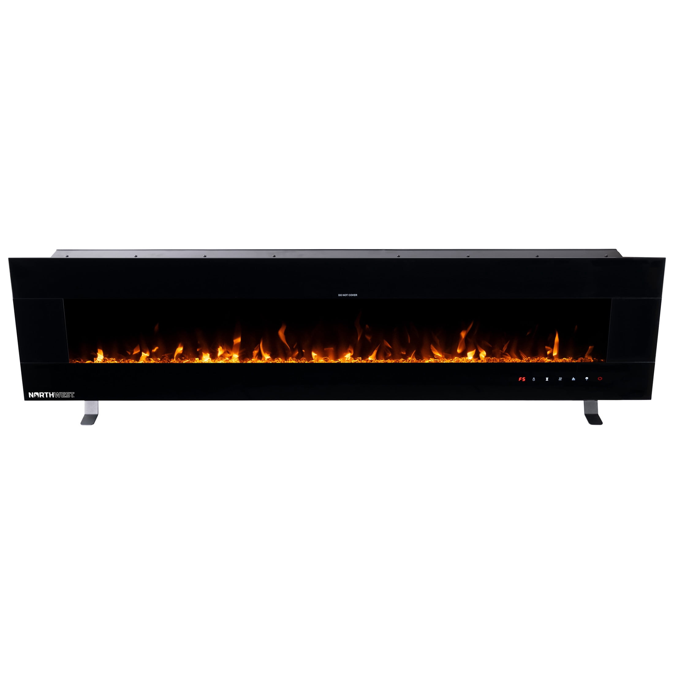 Northwest 72in Wall Mount Electric Fireplace with Bluetooth Speakers, Black