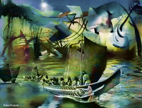 Northwest Boats Canvas Art - Robert Michaels (20 x 15)