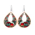 thumbnail image 1 of Northwest Coast Alaska Native Earrings Sun Totem Earrings/Alaska Totem Earrings/Eagles/Lovebird/Beaver/Wolf/Whales/Salmon (RedRaven), 1 of 26