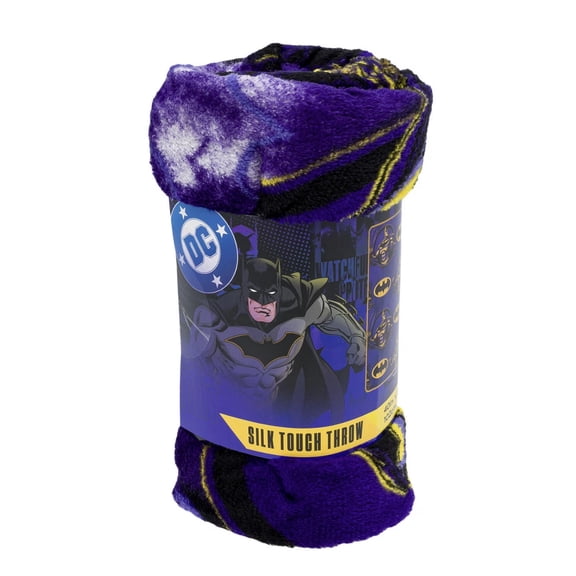 Northwest DC Batman Silk Touch Throw Blanket, Purple, 40 x 50 Inches, Polyester, Superhero Theme