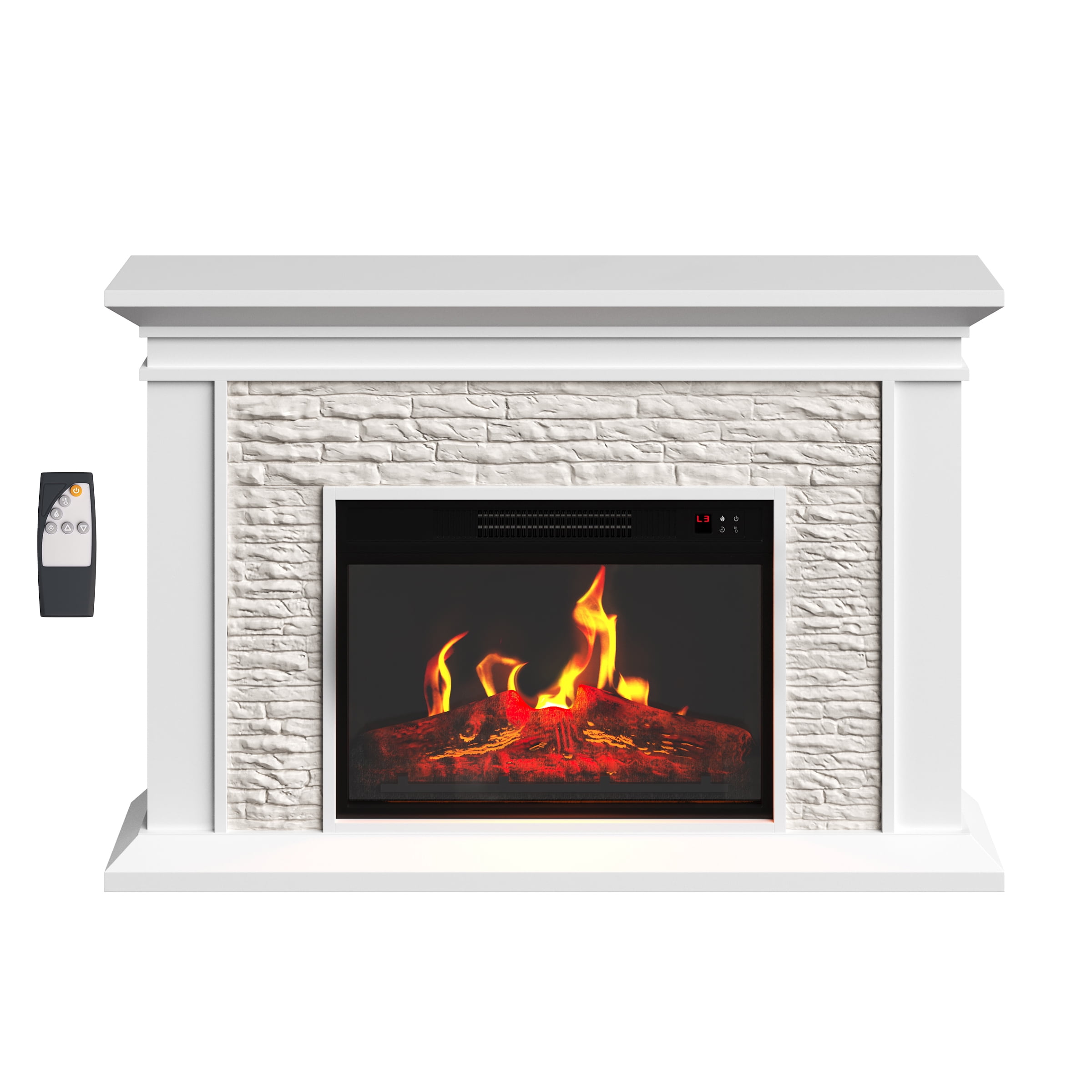 Northwest Freestanding Electric Fireplace with Mantel and Remote (White