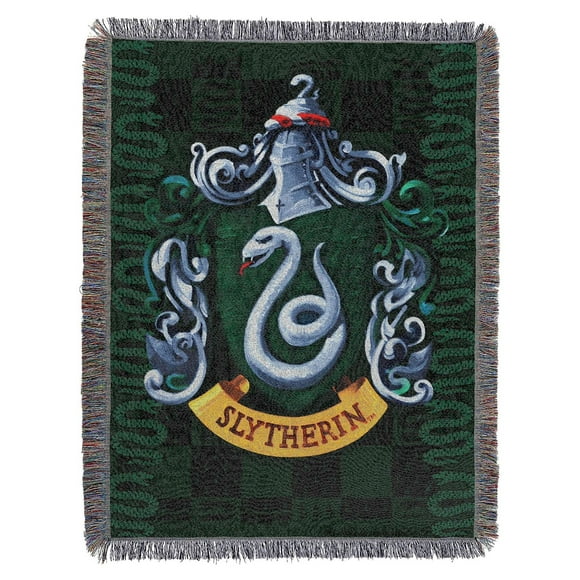 Northwest Harry Potter Woven Tapestry Throw Blanket, Designer Home Dcor, Modern, Unique Gift, 48" x 60", Slytherin Shield C95