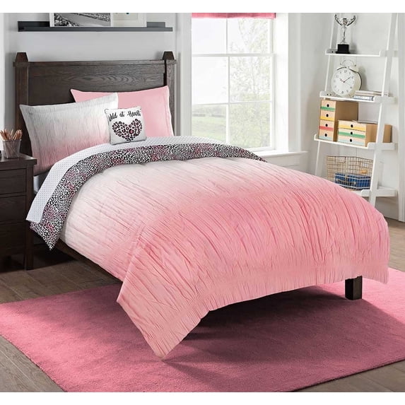 Northwest Kids Wild At Heart Bedding Set, Twin 6 Piece Bed in a Bag Set with Comforter, Sheets, Pillowcase, and Decorative Pillow