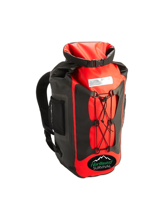 Unisex Waterproof Roll Top Backpack, Red