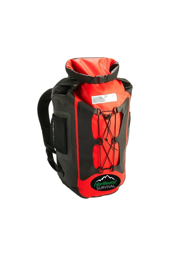 Unisex Waterproof Roll Top Backpack, Red