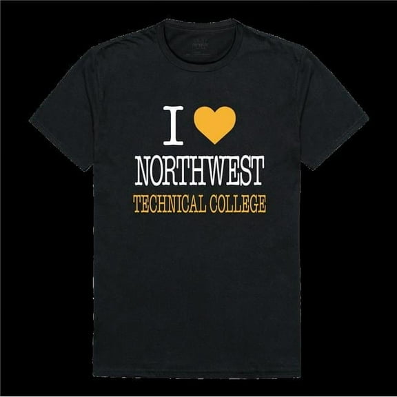 Northwest Technical College Hawks I Love T-Shirt, Black - Medium