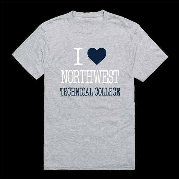 Northwest Technical College Hawks I Love T-Shirt, Heather Grey - Small