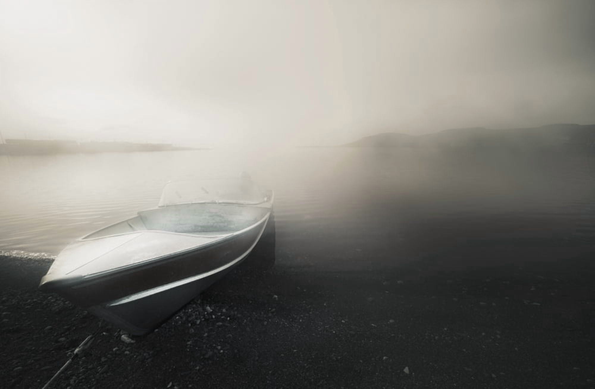 Northwest Territories Canada A Boat On The Shore Of The Arctic Ocean Canvas Art - Darren Greenwood  Design Pics (19 x 12)