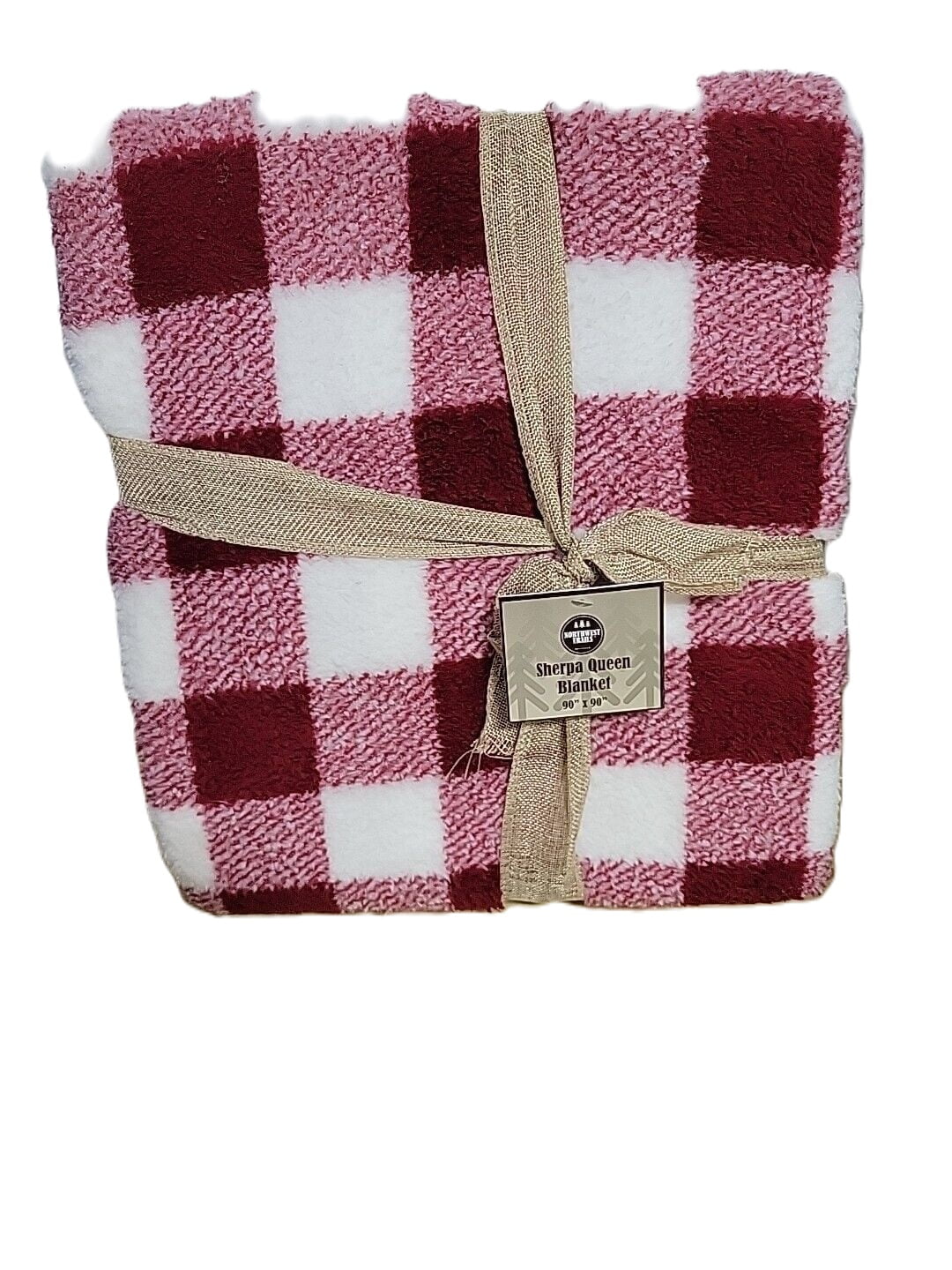 Northwest Trails 90" x 90" Queen Sherpa Blanket Red Gingham Plaid ...
