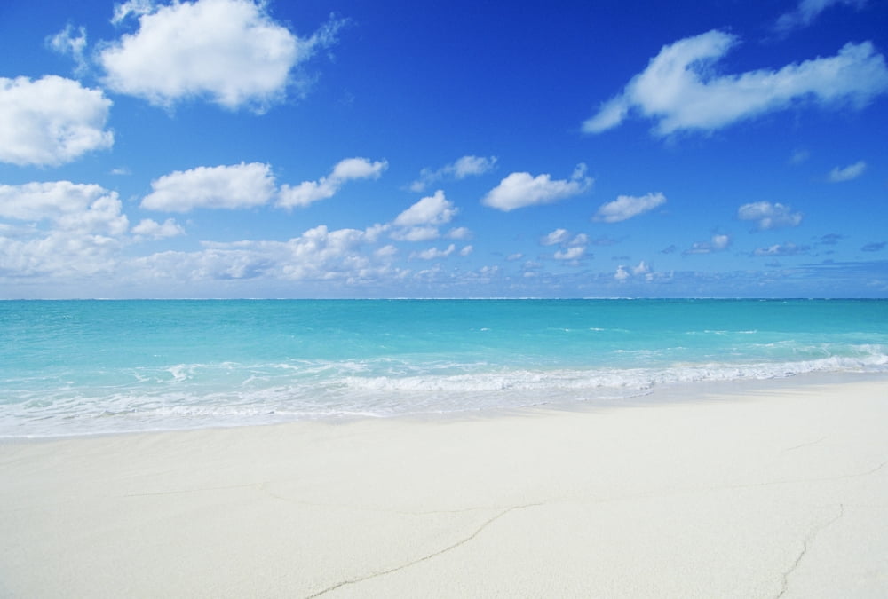 Northwestern Hawaiian Islands Midway Atoll Sand Island Turquoise Ocean And White Sand Beach Canvas Art - Ron Dahlquist Design Pics (17 x 11)
