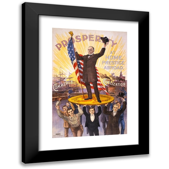 Northwestern Litho. Co. 11x14 Black Modern Framed Museum Art Print Titled - Prosperity at Home, Prestige Abroad (1897)