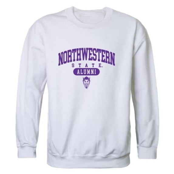 Northwestern State University Demons Alumni Fleece Pullover Crewneck Sweatshirt, White - Medium
