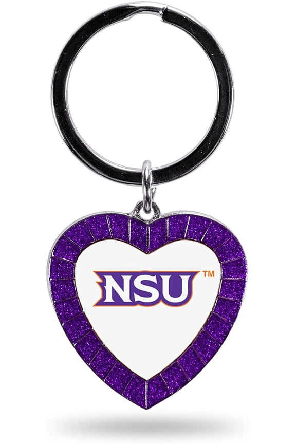 Northwestern State University Demons Keychain Rhinestone Heart Colored 3 Inch