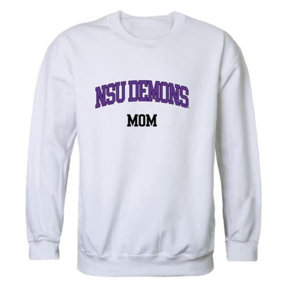 Northwestern State University Demons Mom Crewneck Sweatshirt, White - Medium