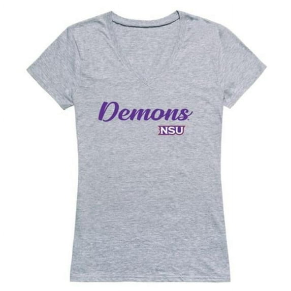 Northwestern State University Demons Script T-Shirt, Heather Grey - Large