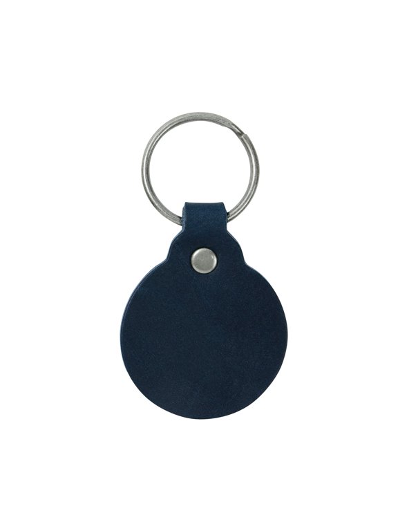 Genuine Leather Circle Key Fob (Navy)