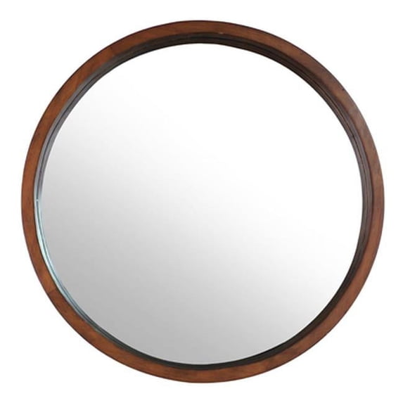 Northwood Collection NC-IMP6764CT 30 in. Framed Round Wall Mirror, Walnut Brown