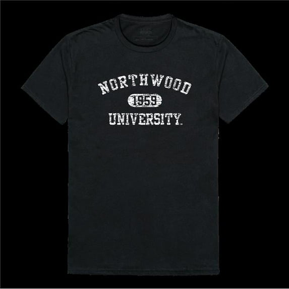 Northwood University Timberwolves Distressed Arch College T-Shirt, Black - Extra Large