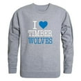 thumbnail image 1 of Northwood University Timberwolves I Love Crewneck Sweatshirt, Heather Grey - Large, 1 of 1