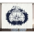 thumbnail image 1 of Ambesonne Northwoods Curtains 2 Panel Set, Compass Night Forest, 108" x 84", Dark Blue and Coconut, 1 of 3