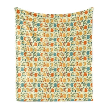 Northwoods Soft Flannel Fleece Blanket, Pattern with Colorful Bears Scandinavian Style Childish Nordic Nature Elements, Cozy Plush for Indoor and Outdoor Use, 50" x 60", Multicolor, by Ambesonne