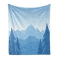 thumbnail image 1 of Northwoods Soft Flannel Fleece Throw Blanket, Blue Winter Hand Drawn Style Mountains Snowy Landscape Spruce Trees, Cozy Plush for Indoor and Outdoor Use, 50" x 70", Blue and Pale Blue, by Ambesonne, 1 of 5