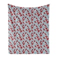 thumbnail image 1 of Northwoods Soft Flannel Fleece Throw Blanket, Cardinal Birds Perching Snow Covered Tree Branches Winter, Cozy Plush for Indoor and Outdoor Use, 50" x 70", Vermilion Pale Blue, by Ambesonne, 1 of 5