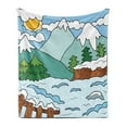 thumbnail image 1 of Northwoods Soft Flannel Fleece Throw Blanket, Cartoon Winter Mountains Landscape Cold Weather Illustration Christmas Season, Cozy Plush for Indoor and Outdoor Use, 50" x 60", Multicolor, by Ambesonne, 1 of 5