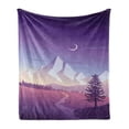 thumbnail image 1 of Northwoods Soft Flannel Fleece Throw Blanket, Mountain Scenery with Lonely Pine Tree River and Hills at the Back, Cozy Plush for Indoor and Outdoor Use, 50" x 60", Violet Pink Pale Grey, by Ambesonne, 1 of 6